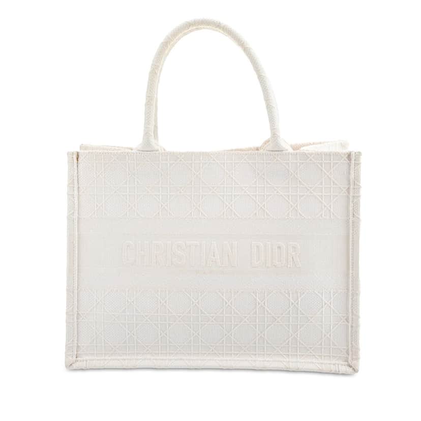 Dior Medium Cannage Book Tote White Canvas Good condition - Front View