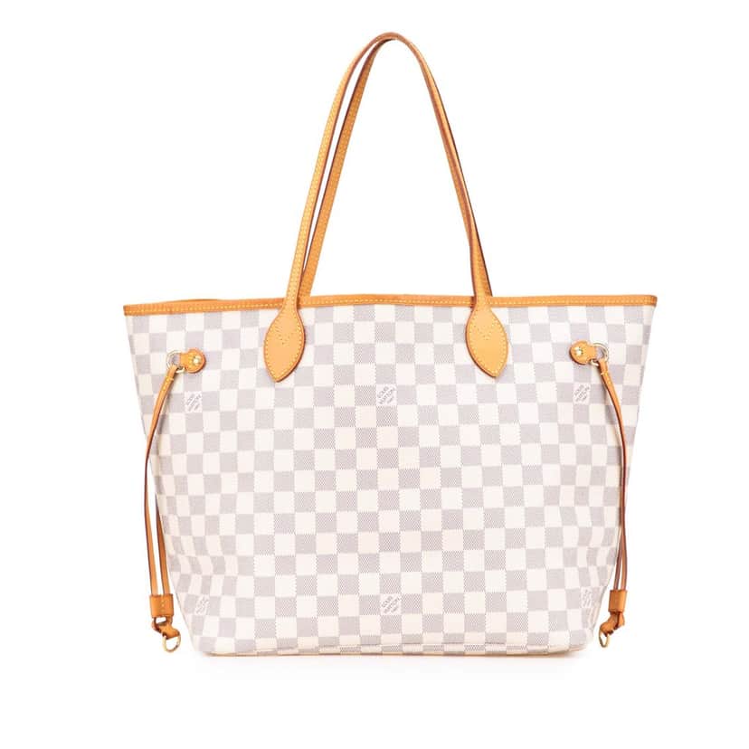 Louis Vuitton Damier Azur Neverfull MM White Canvas Good condition - Front View