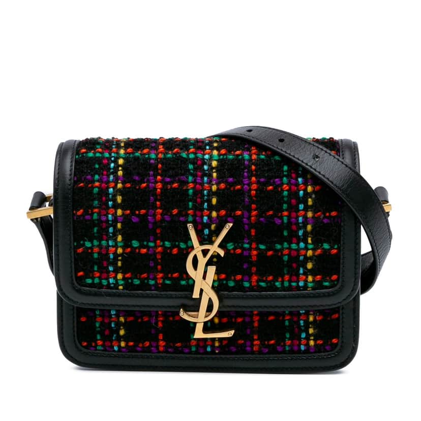 Saint Laurent Small Tweed Solferino Crossbody Black Tweed Good condition - Front View