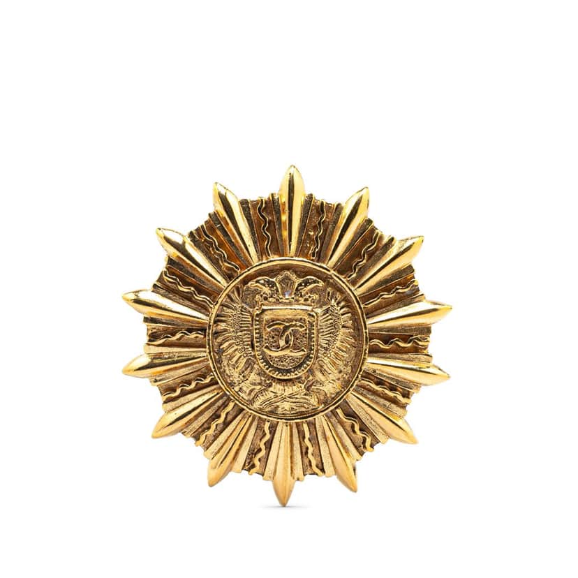 Chanel Gold Plated Sunburst Brooch Gold Metal Good condition - Front View
