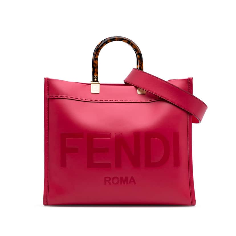 Fendi Medium Leather Sunshine Shopper Tote Pink Leather Good condition - Front View
