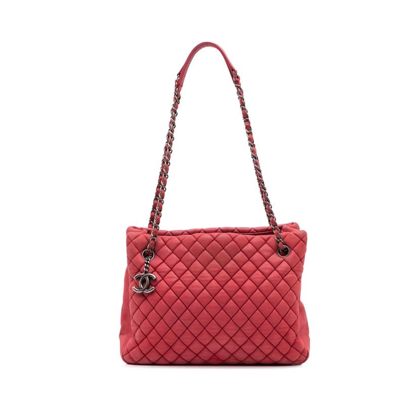 Chanel Quilted Iridescent Calfskin New Bubble Tote Pink Leather Good condition - Front View