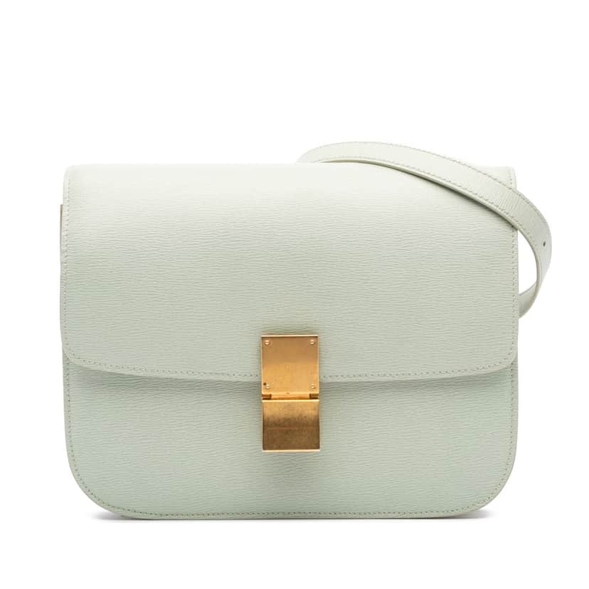 Celine Medium Calfskin Classic Box Green Leather Good condition - Front View
