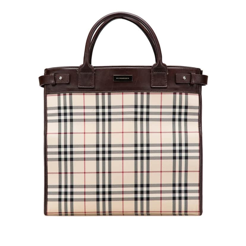 Burberry House Check Canvas Tote Brown Canvas Good condition - Front View
