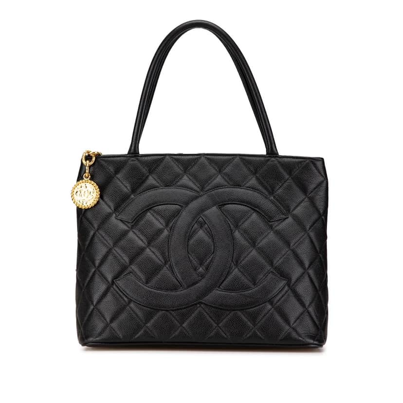 Chanel Caviar Medallion Tote Black Leather Good condition - Front View