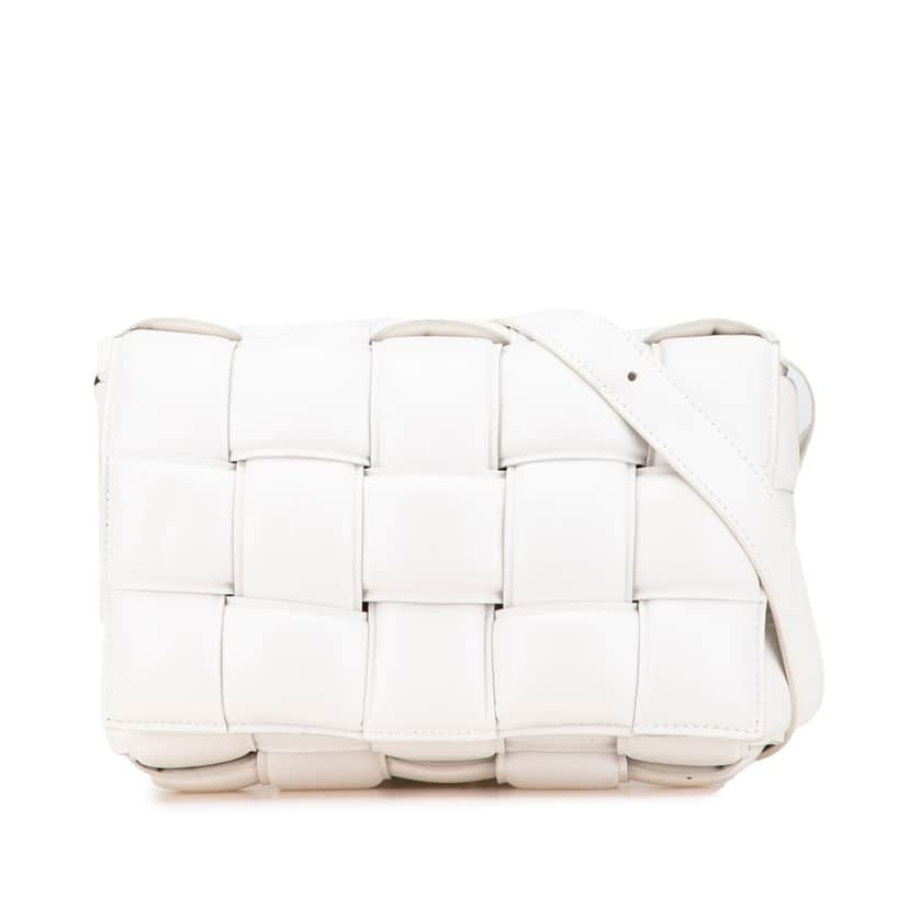 Bottega Veneta Nappa Intrecciato Padded Cassette Crossbody White Leather Good condition - Front View