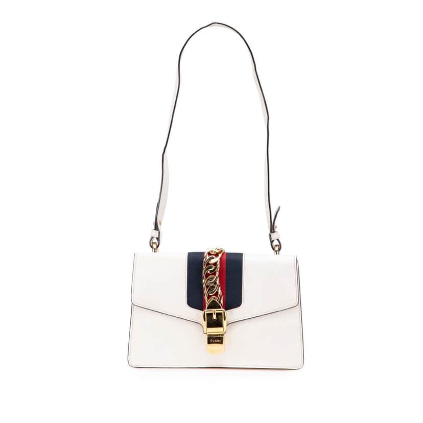 Gucci Small Leather Sylvie Satchel White Leather Good condition - Front View