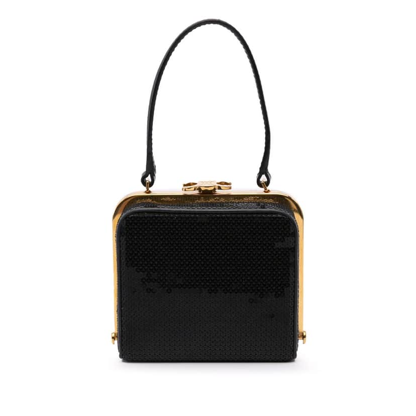 Celine Leather Sequin Triomphe Minaudiere Black Good condition - Front View
