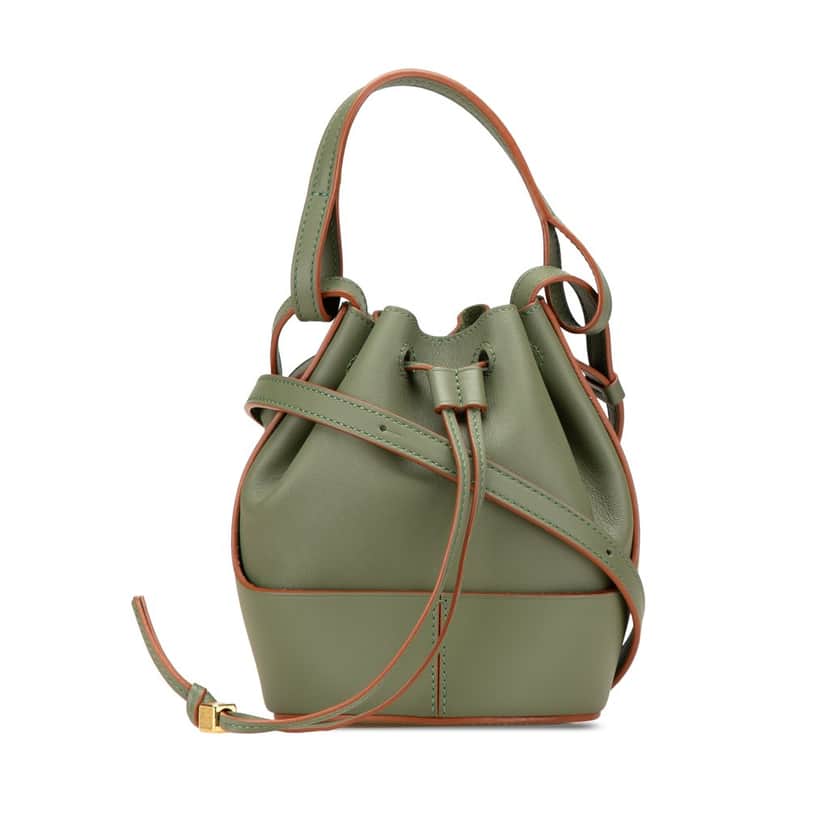 Loewe Mini Leather Balloon Bucket Bag Green Leather Good condition - Front View