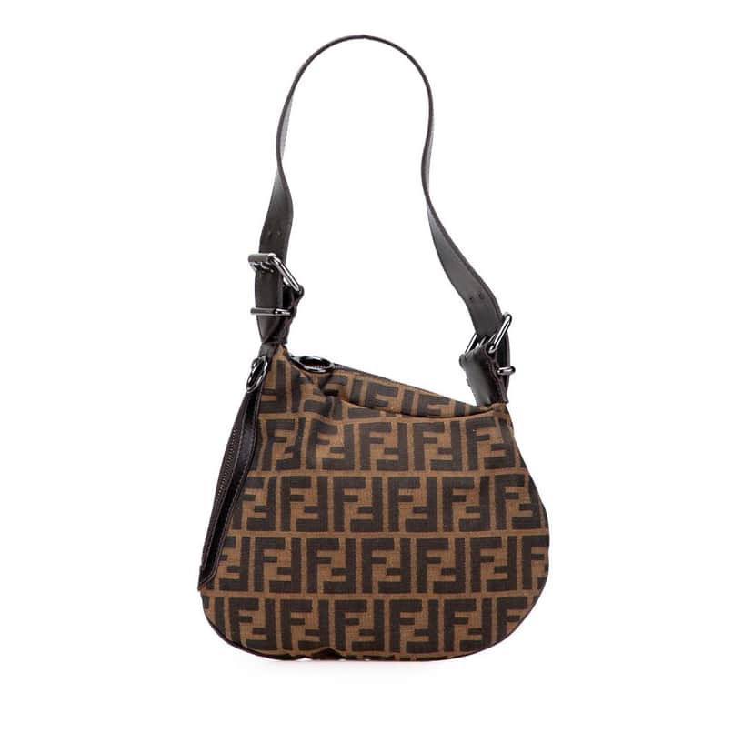 Fendi Zucca Canvas Oyster Shoulder Bag Brown Canvas Good condition - Front View