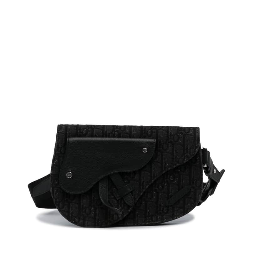 Dior Oblique Canvas Saddle Messenger Bag Black Canvas Good condition - Front View