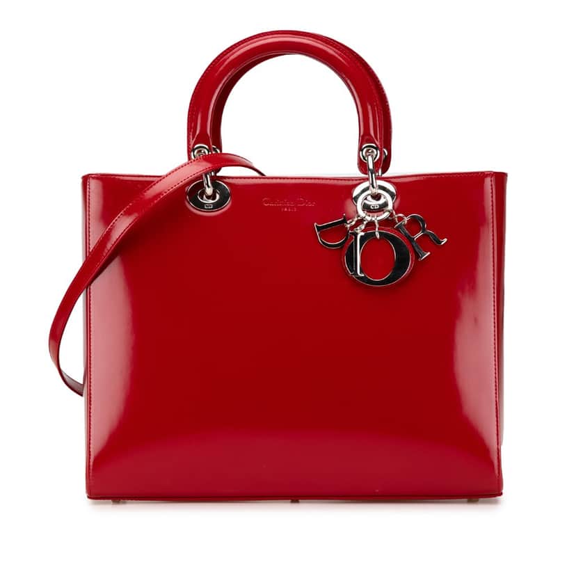 Dior Large Patent Lady Dior Red Leather Good condition - Front View
