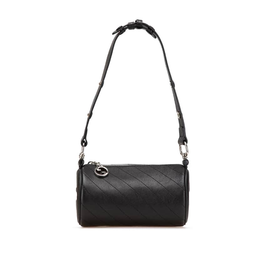 Gucci Mini Leather Blondie Barrel Shoulder Bag Black Leather Good condition - Front View