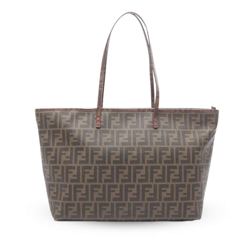Fendi Medium Zucca Coated Canvas Roll Tote Brown Canvas Good condition - Front View