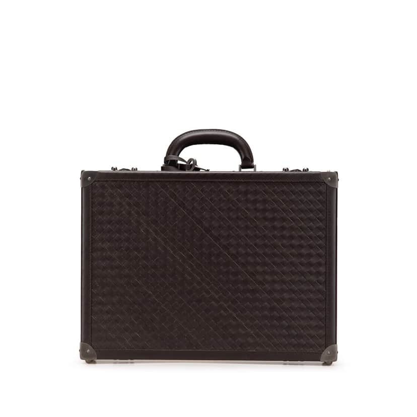 Bottega Veneta Nappa Intrecciato Attache Briefcase Brown Leather Good condition - Front View