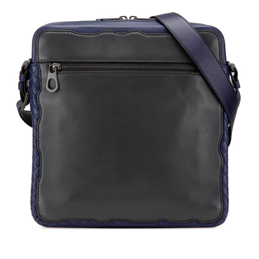 Bottega Veneta Intrecciato Trimmed Leather Crossbody Black Leather Very good condition - Front View