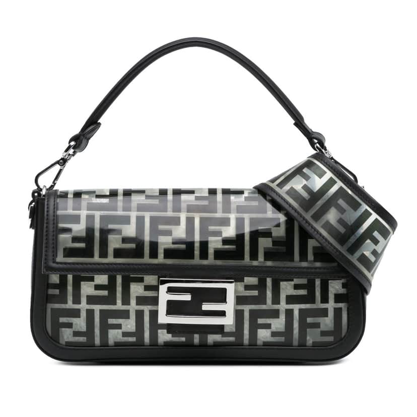 Fendi Medium Zucca PVC Baguette Satchel Black Good condition - Front View