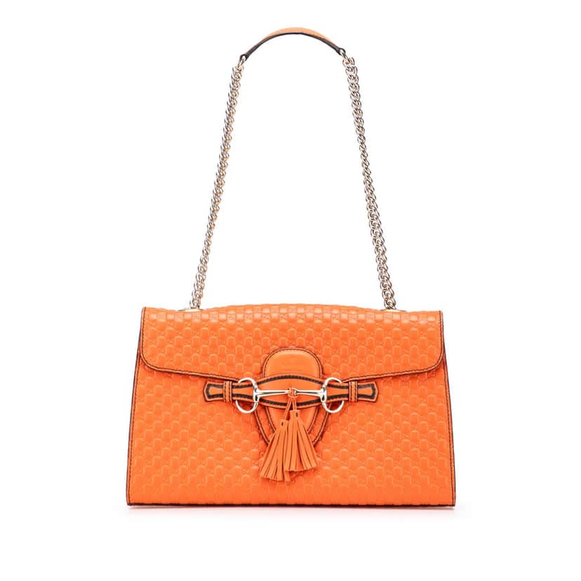 Gucci Medium Microguccissima Emily Shoulder Bag Orange Leather Good condition - Front View