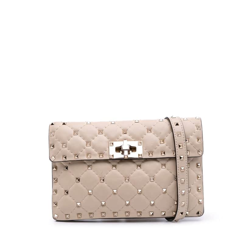 Valentino Nappa Rockstud Spike Crossbody Brown Leather Good condition - Front View