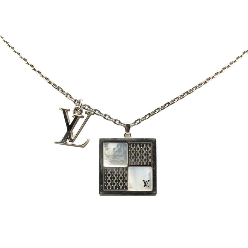 Louis Vuitton Silver Collier Dandy Necklace Silver Brass Good condition - Front View