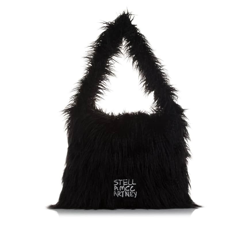 Stella McCartney x Ed Curtis Faux Fur Shoulder Bag Black Polyester Very good condition - Front View