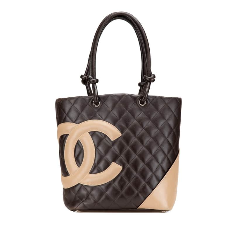 Chanel Medium Lambskin Cambon Ligne Tote Brown Leather Good condition - Front View
