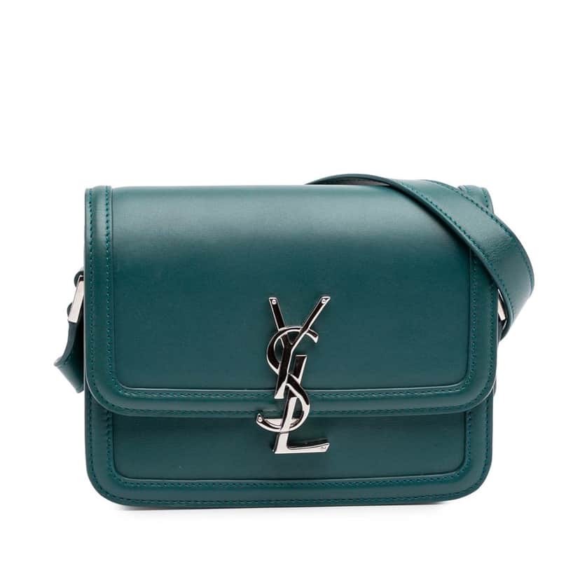 Saint Laurent Small Calfskin Solferino Satchel In Box Blue Leather Good condition - Front View