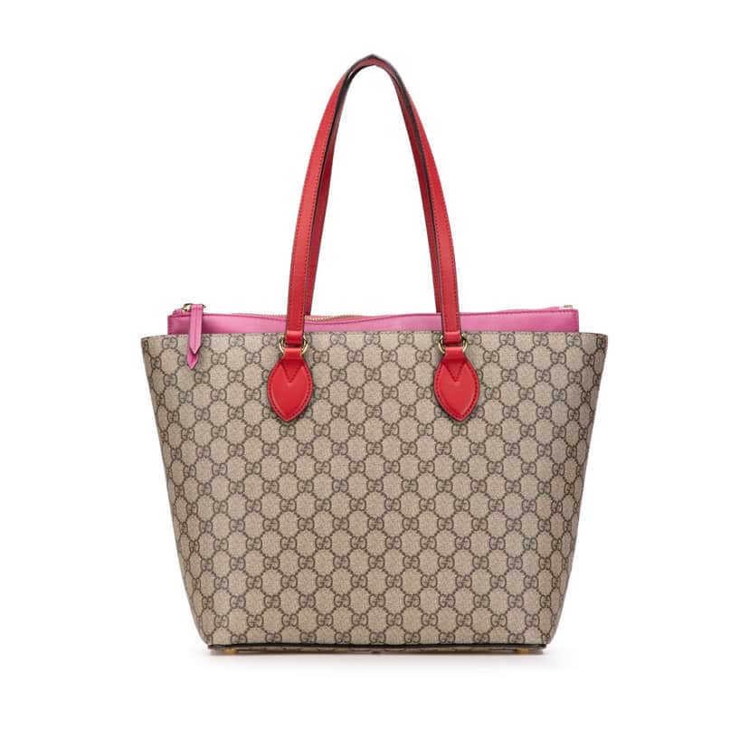 Gucci Medium GG Supreme Linea A Zip Tote Brown Canvas Good condition - Front View