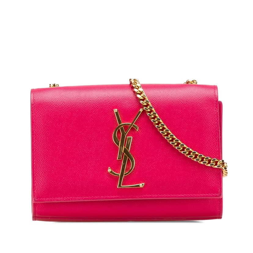 Saint Laurent Small Grain De Poudre Monogram Kate Crossbody Pink Leather Good condition - Front View