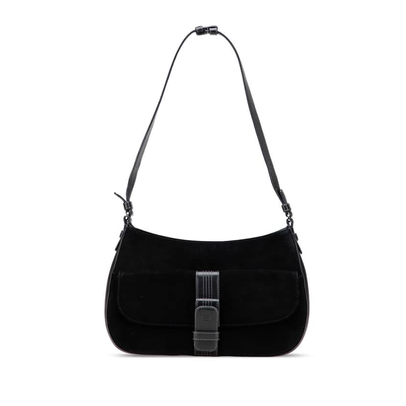 Loewe Suede Shoulder Bag Black Leather Good condition - Front View