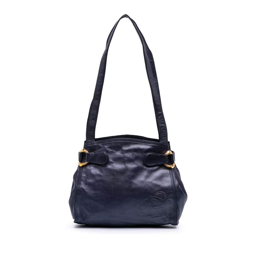Loewe Anagram Leather Shoulder Bag Blue Leather Good condition - Front View