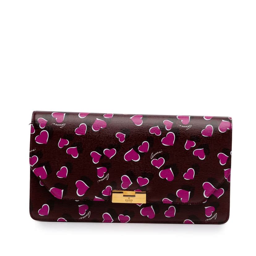 Gucci Leather Heartbeat Clutch Red Leather Good condition - Front View