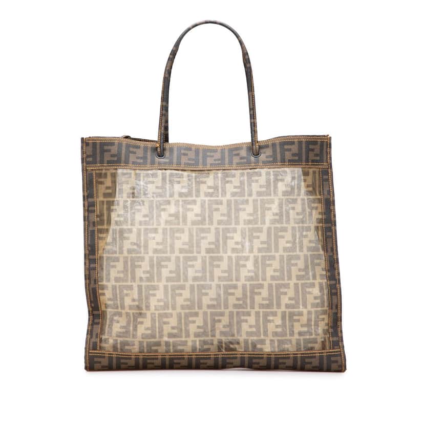 Fendi Large Zucca Mesh Tote Brown Polyester Good condition - Front View