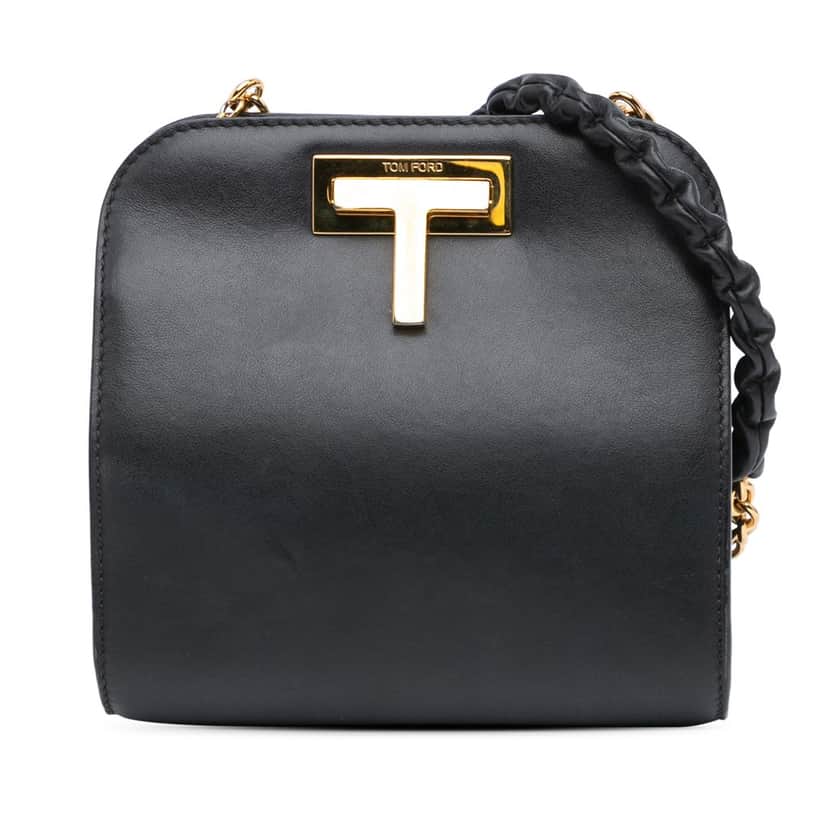 Tom Ford Calfskin Cosmo T Chain Crossbody Black Leather Good condition - Front View