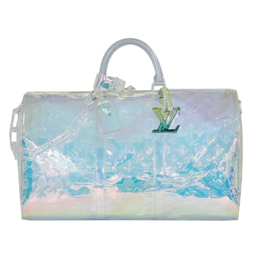 Louis Vuitton Monogram Prism Keepall Bandouliere 50 White Good condition - Front View