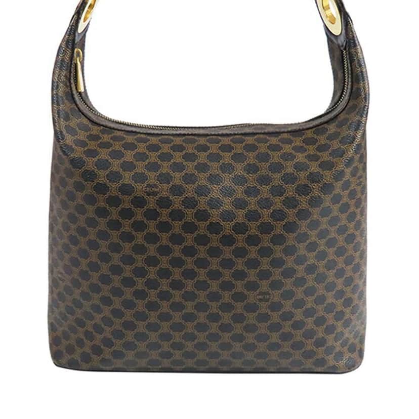 Celine Macadam Coated Canvas Shoulder Bag Brown Canvas Good condition - Front View