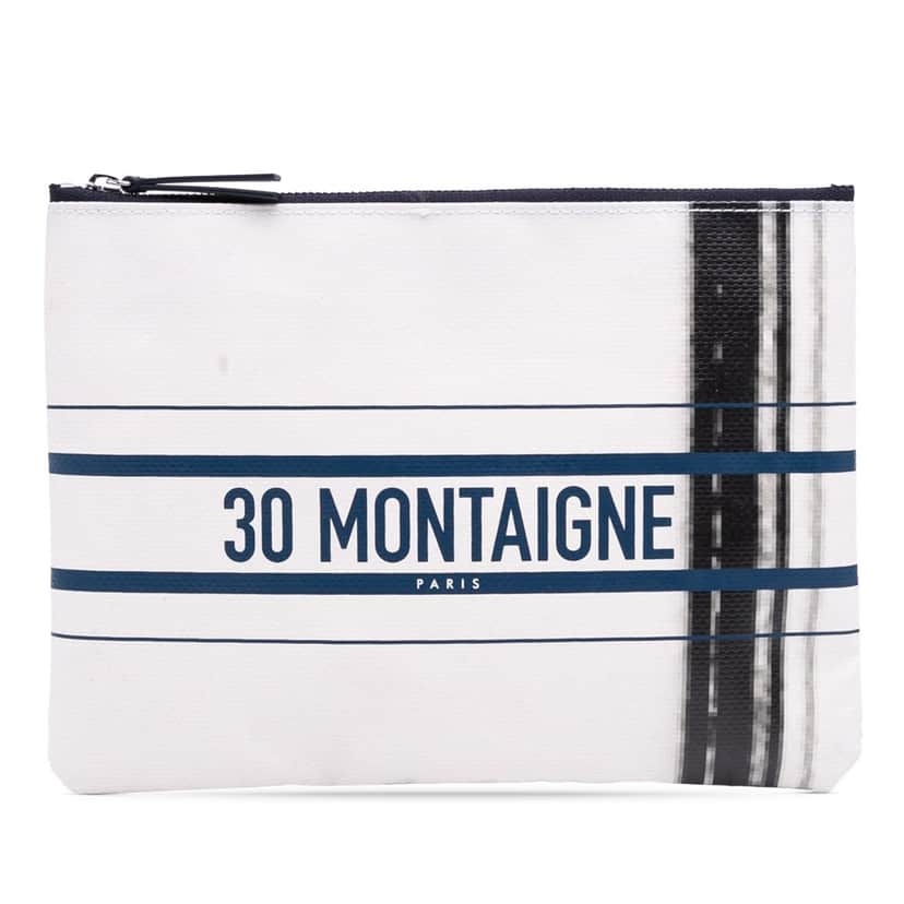 Dior Limited Edition Bilum Trompe Loeil Canvas 30 Montaigne Pochette White Canvas Very good condition - Front View