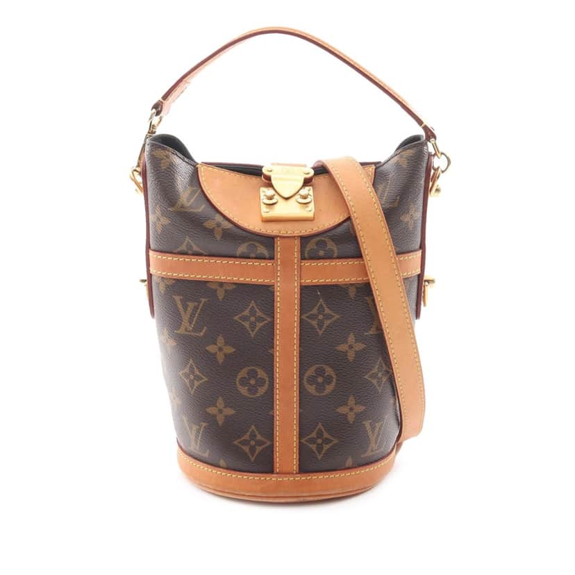 Louis Vuitton Monogram Duffle Bucket Bag Brown Canvas Good condition - Front View