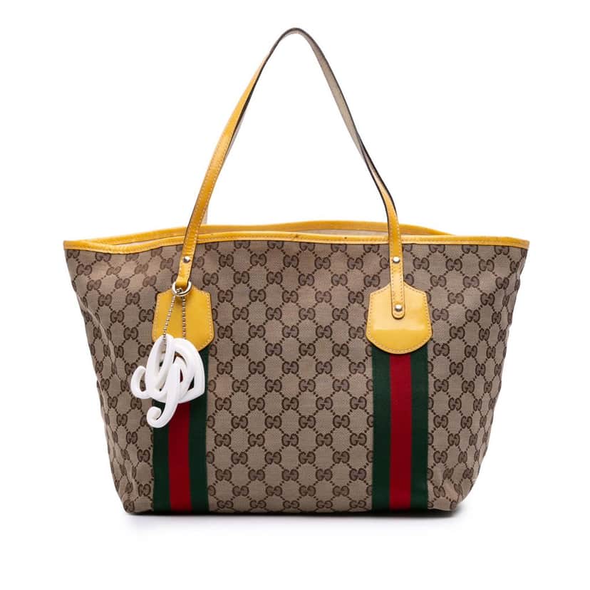 Gucci GG Canvas Web Jolie Tote Brown Canvas Good condition - Front View