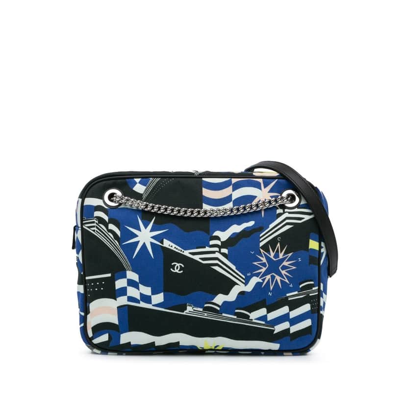 Chanel Small Canvas La Pausa Bay Camera Bag Blue Canvas Good condition - Front View