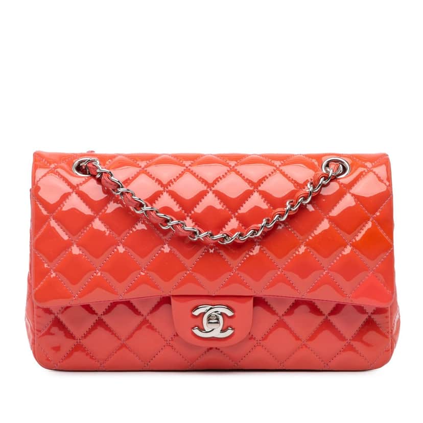 Chanel Medium Classic Patent Double Flap Red Leather Good condition - Front View