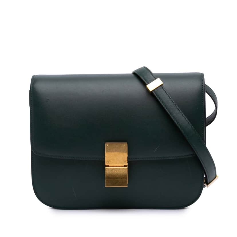 Celine Medium Calfskin Classic Box Green Leather Good condition - Front View