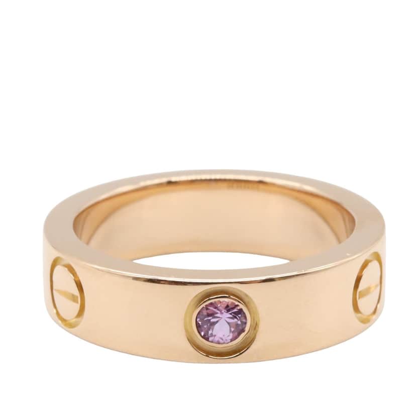 Cartier 18K Rose Gold and Pink Sapphire Classic Love Ring Pink Rose Gold Good condition - Front View