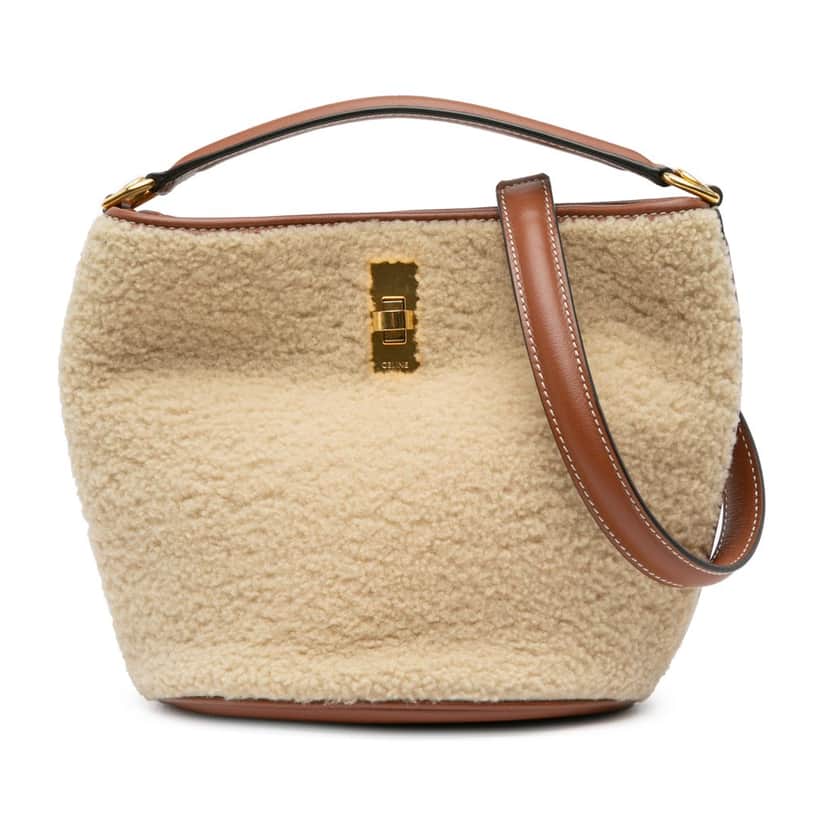 Celine Shearling Bucket 16 Brown Good condition - Front View