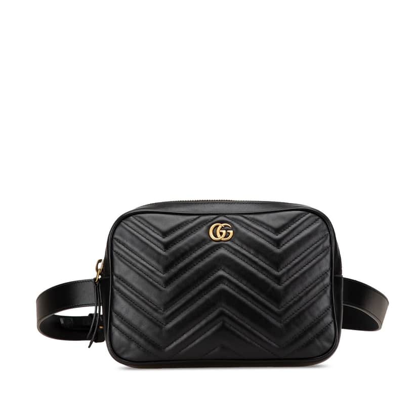 Gucci GG Marmont Square Leather Matelasse Belt Bag Black Leather Good condition - Front View