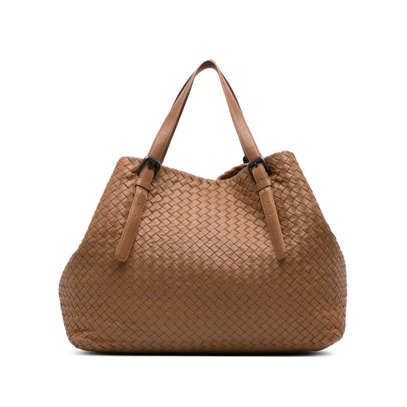 Bottega Veneta Large Nappa Intrecciato Cesta Tote Brown Leather Good condition - Front View