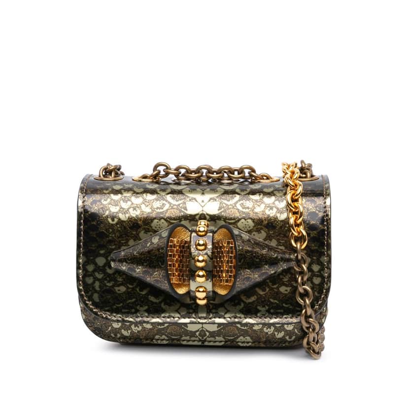 Christian Louboutin Mini Printed Calfskin Sweet Charity Crossbody Green Leather Good condition - Front View