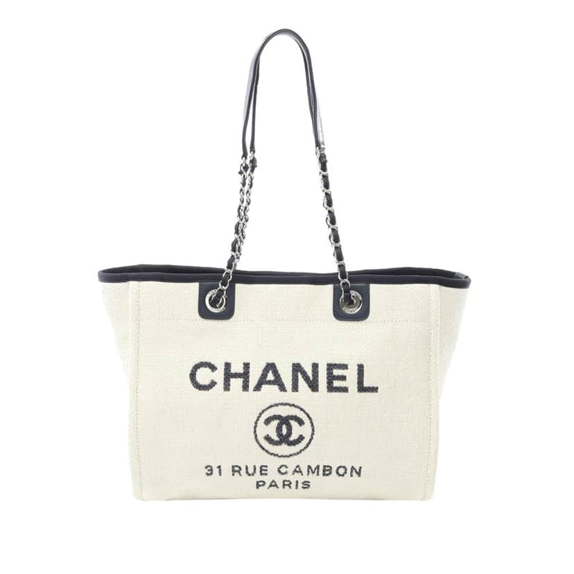 Chanel Small Raffia Deauville Tote White Good condition - Front View