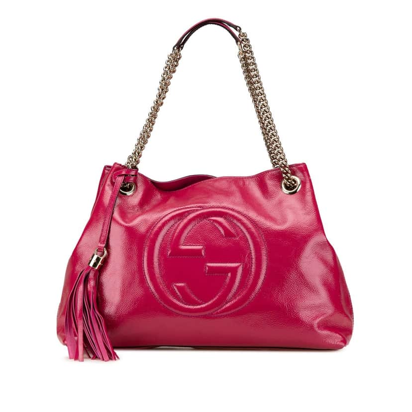 Gucci Medium Patent Soho Chain Tote Pink Leather Good condition - Front View