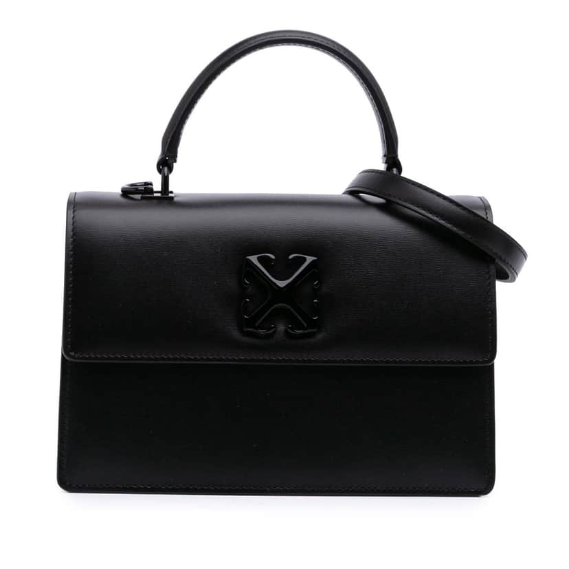 Off-white Calfskin Jitney 1.4 Top Handle Bag Black Leather Good condition - Front View